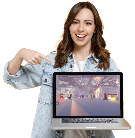 Mockup chica computador portatil